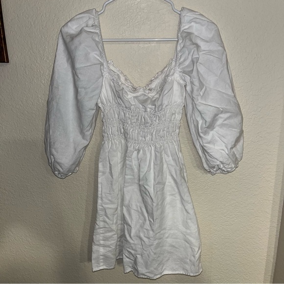 Anthropologie Charlie Holiday Linen Blend Boho Smoked Top Dress Size 8 - Picture 2 of 5